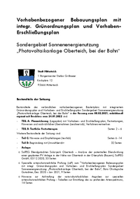 Dokument: PV Oberteich bei der Bahn - Deckblatt, Inhaltsverzeichnis