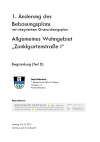 Dokument: Zanklgartenstraße I-1 Änderung - Begründung