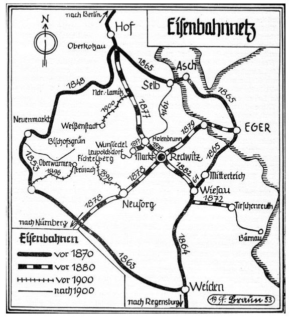 Übersicht über das Eisenbahnnetz in der nördlichen Oberpfalz